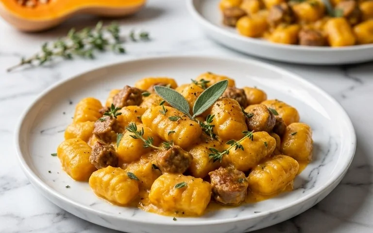 Gnocchi Courge Butternut Crémeux Saucisse Thym Sauge