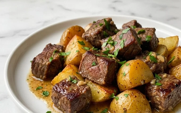 Bouchées de Bœuf Ail & Beurre Mijoteuse et Pommes de Terre