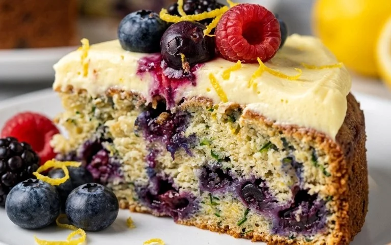 Blueberry Zucchini Cake with Lemon Buttercream