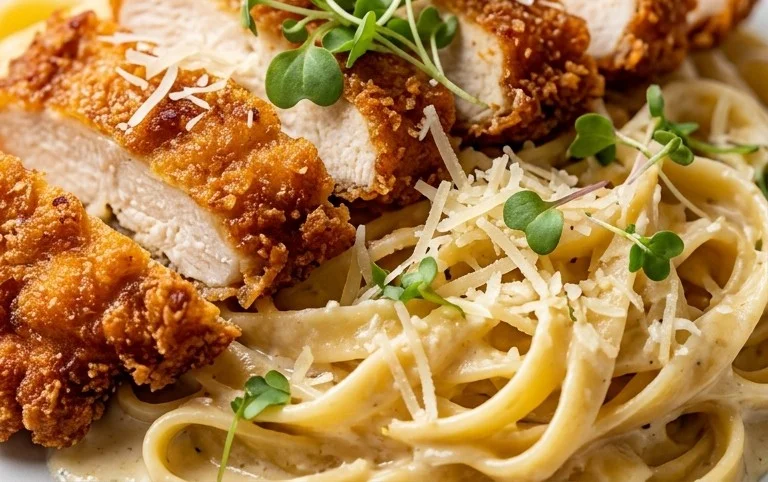 Crispy Chicken Fettuccine Alfredo