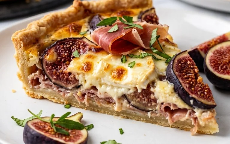 Ziegenkäse Quiche mit Serrano und Feigen
