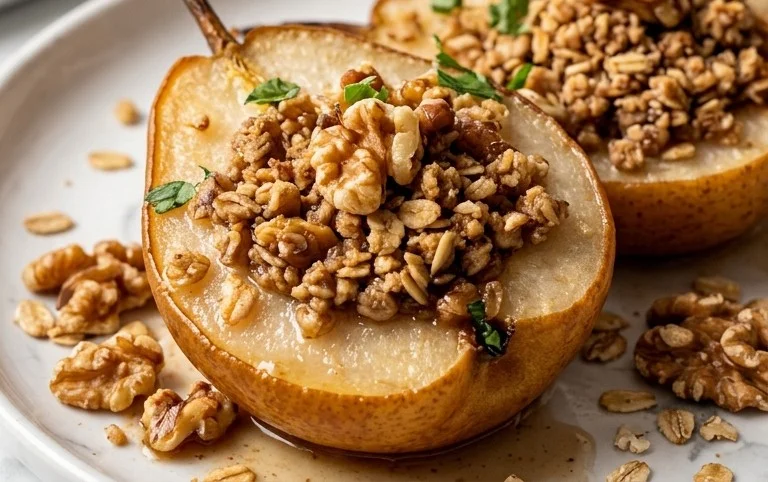 Baked Pears with Walnut Oat Crumble