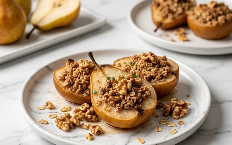 Baked Pears with Walnut Oat Crumble